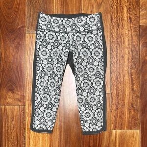 lululemon athletica Black and White Floral Athletic Shorts